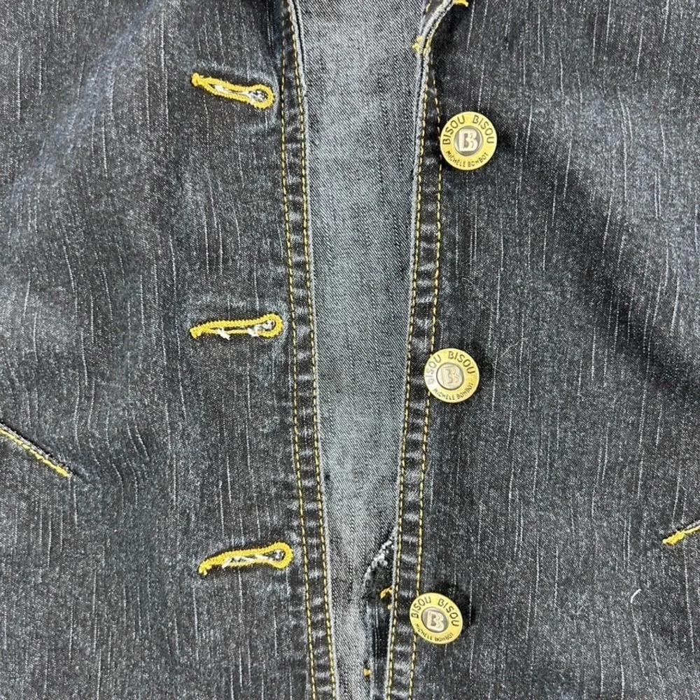 Bisou Bisou Jacket Women's Size 10 Blue Denim Jean Michele Bohbot Long Sleeves